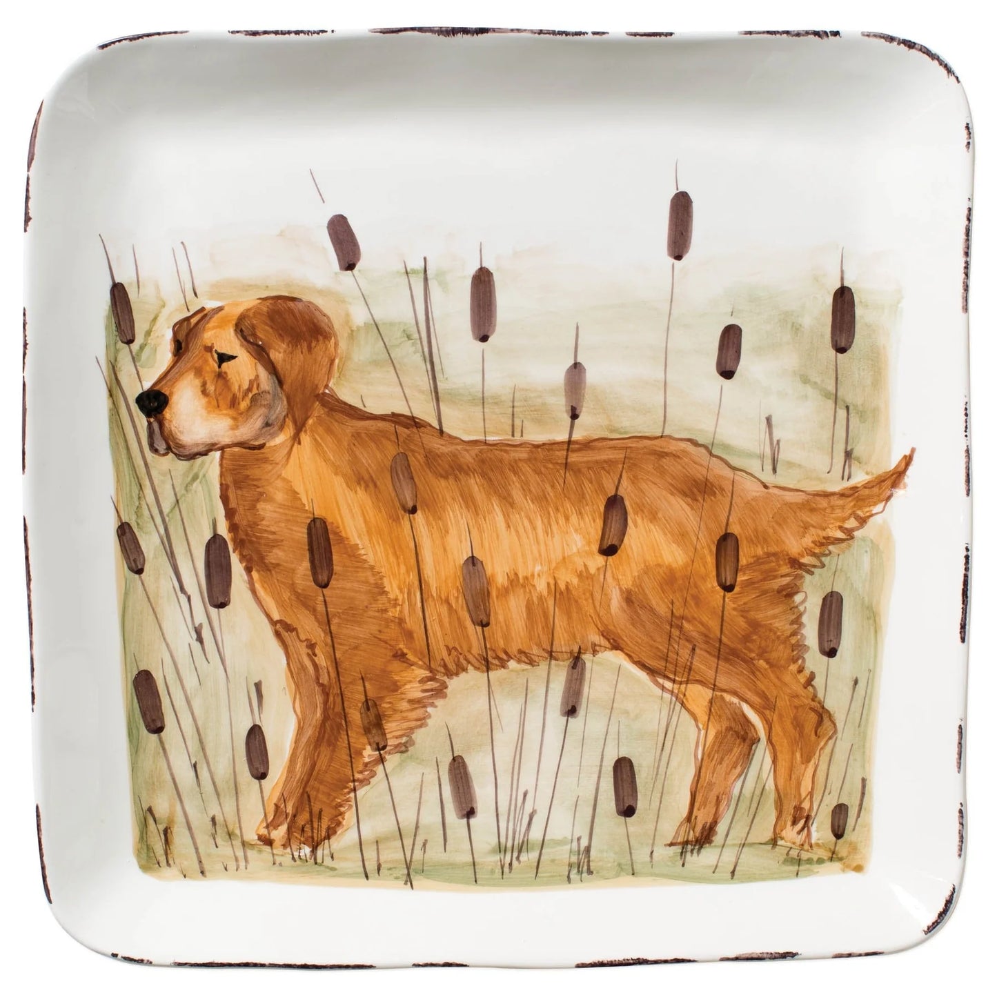 Wildlife Hunting Dog Large Square Platter